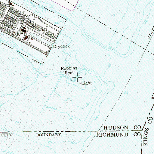 Topographic Map of Robbins Reef, NJ