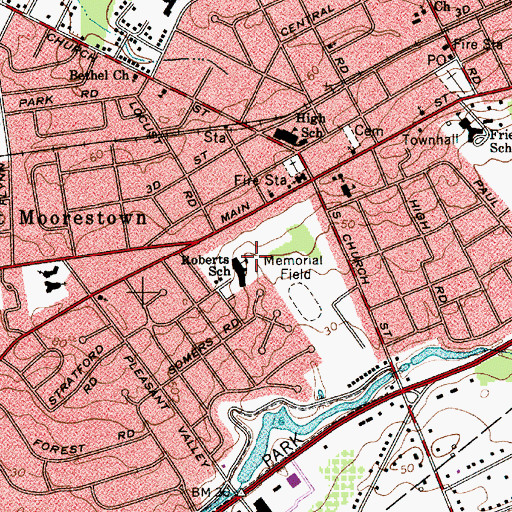 Topographic Map of Mary E Roberts Elementary School, NJ
