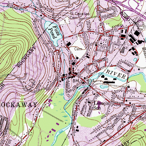 Topographic Map of Rockaway, NJ