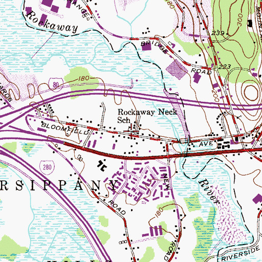 Topographic Map of Rockaway Neck School, NJ