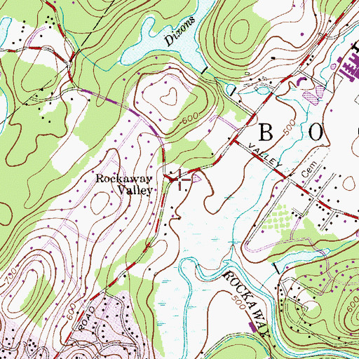 Topographic Map of Rockaway Valley, NJ
