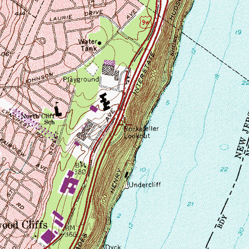 Topographic Map of Rockefeller Lookout, NJ