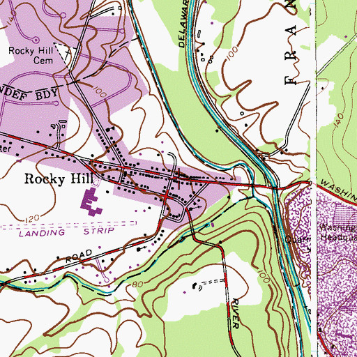 Topographic Map of Rocky Hill, NJ