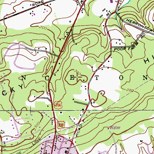 Topographic Map of Rocky Hill, NJ