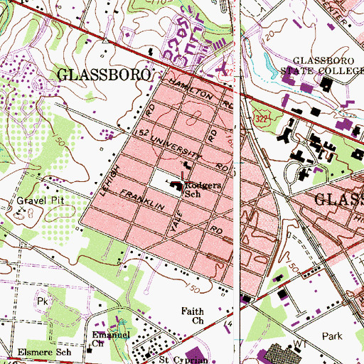 Topographic Map of J Harvey Rodgers School, NJ