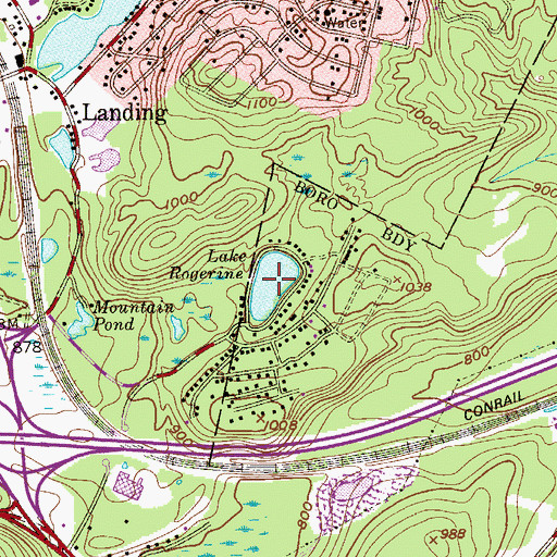 Topographic Map of Lake Rogerene, NJ