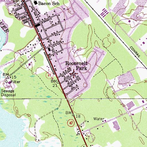 Topographic Map of Roosevelt Park, NJ