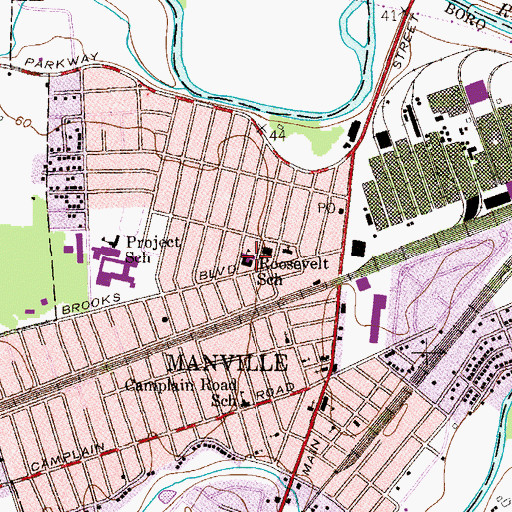 Topographic Map of Roosevelt Elementary School, NJ