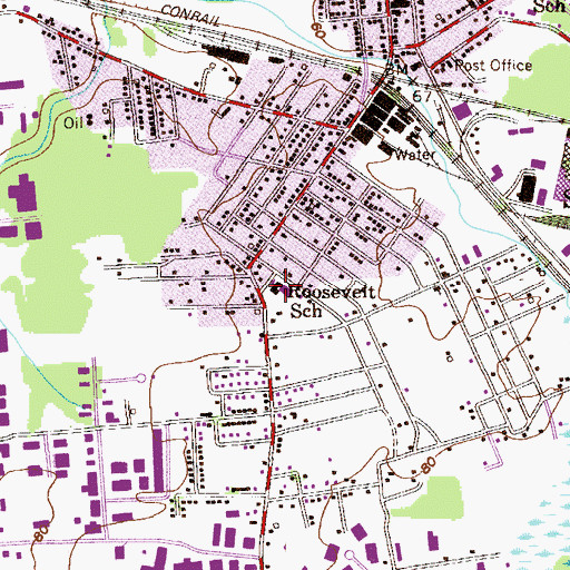 Topographic Map of Roosevelt Elementary School, NJ