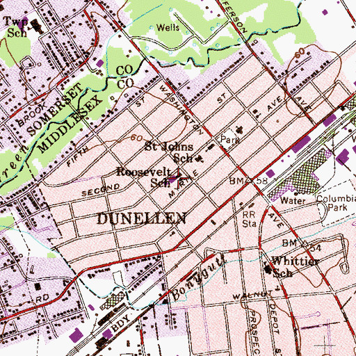 Topographic Map of Lincoln Middle School, NJ