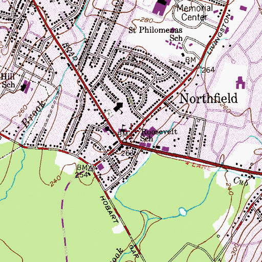 Topographic Map of Roosevelt School, NJ