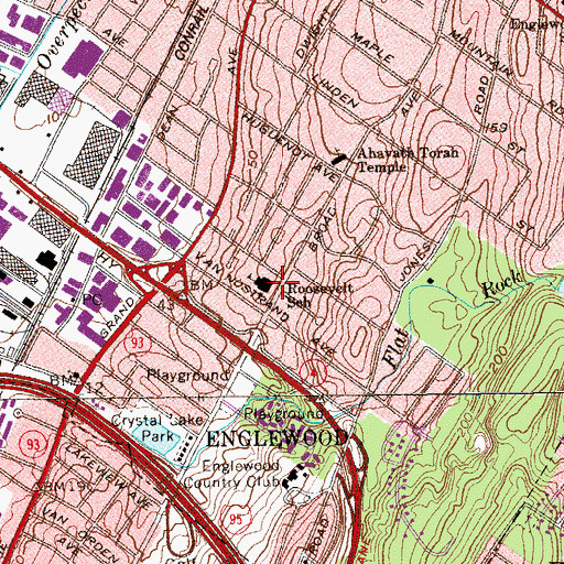Topographic Map of Roosevelt School, NJ