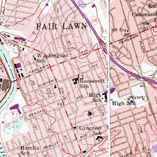 Topographic Map of John A Forrest Elementary School, NJ