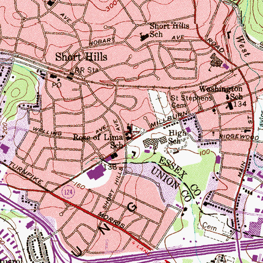 Topographic Map of Saint Rose of Lima School, NJ