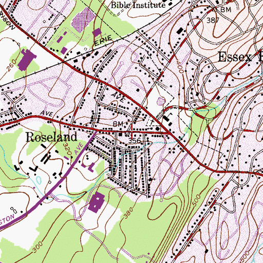 Topographic Map of Roseland, NJ