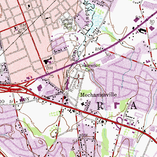 Topographic Map of Rosemont Cemetery, NJ