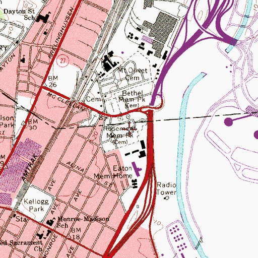 Topographic Map of Rosemont Memorial Park, NJ