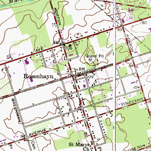 Topographic Map of Rosenhayn, NJ