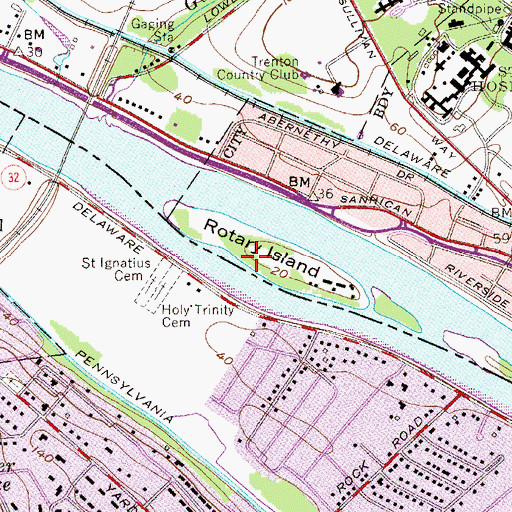 Topographic Map of Rotary Island, NJ