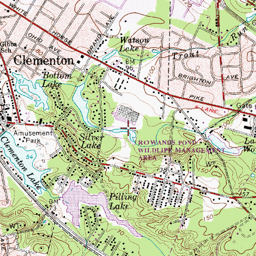 Topographic Map of Rowand Lake, NJ