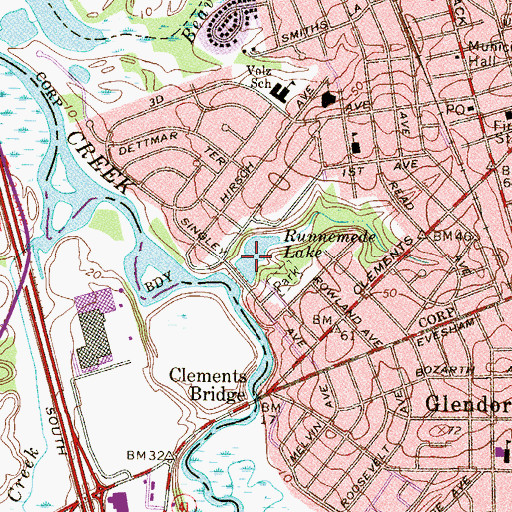 Topographic Map of Runnemede Lake, NJ