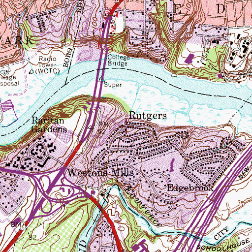 Topographic Map of Rutgers, NJ