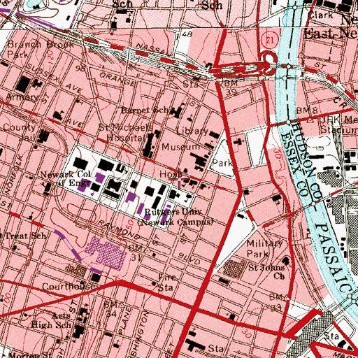 Topographic Map of Rutgers University Newark, NJ