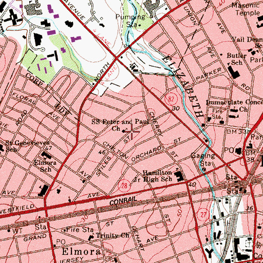 Topographic Map of Saints Peter and Paul Church, NJ