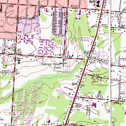Topographic Map of Sacred Heart Cemetery, NJ