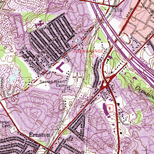 Topographic Map of Sacred Heart Cemetery, NJ