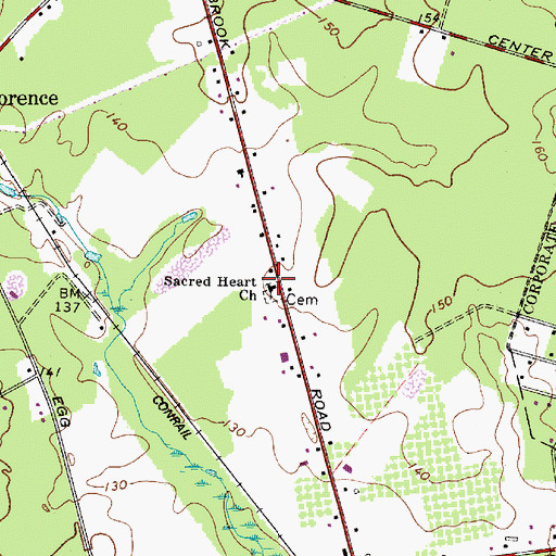 Topographic Map of Sacred Heart Church, NJ