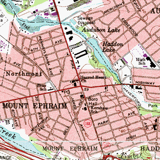 Topographic Map of Sacred Heart Church, NJ