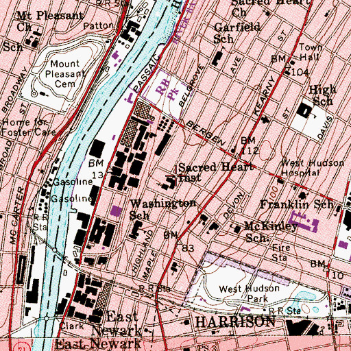 Topographic Map of Sacred Heart Institute, NJ