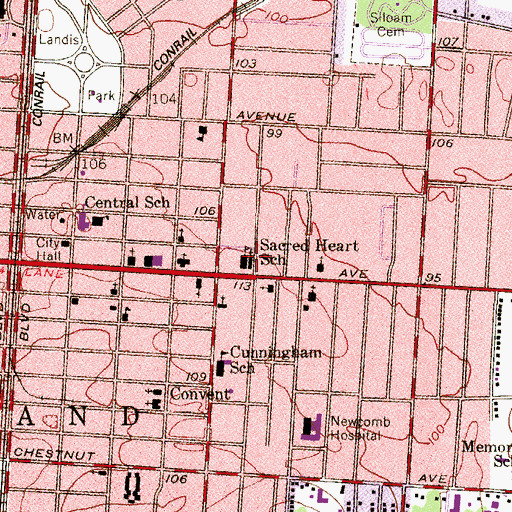 Topographic Map of Sacred Heart School, NJ