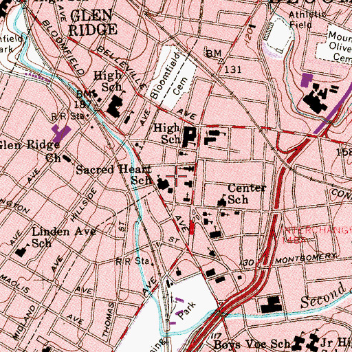 Topographic Map of Sacred Heart School, NJ