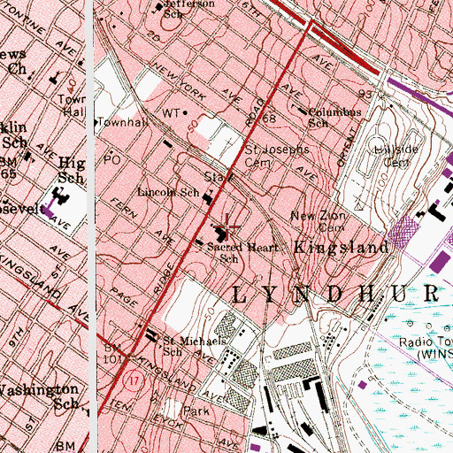 Topographic Map of Sacred Heart School, NJ