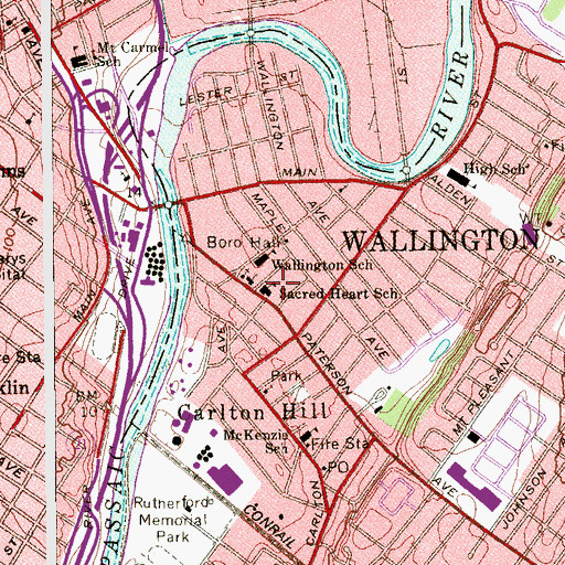 Topographic Map of Sacred Heart School, NJ