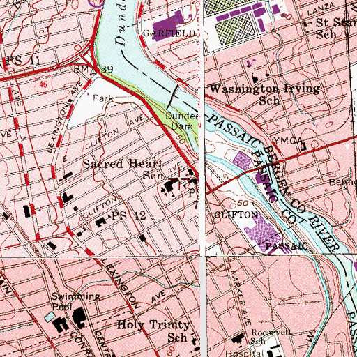 Topographic Map of Sacred Heart School, NJ