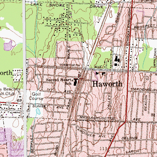 Topographic Map of Sacred Heart School, NJ