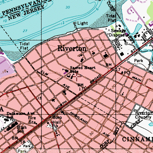 Topographic Map of Sacred Heart Schools, NJ