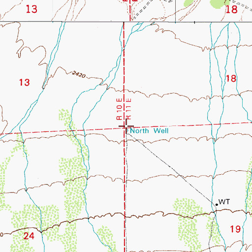 Topographic Map of North Well, AZ