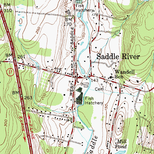 Topographic Map of Saddle River, NJ