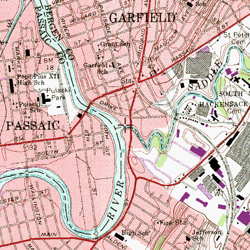 Topographic Map of Saddle River, NJ