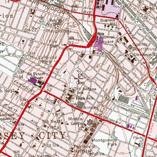 Topographic Map of Saint Aedans School, NJ