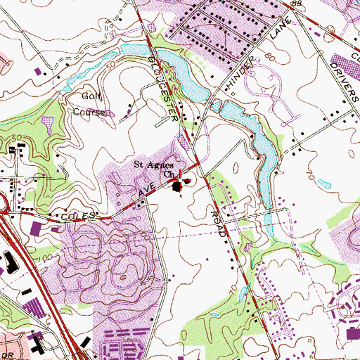Topographic Map of Saint Agnes Church, NJ