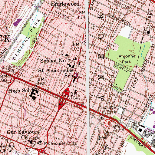 Topographic Map of Saint Anastasias School, NJ