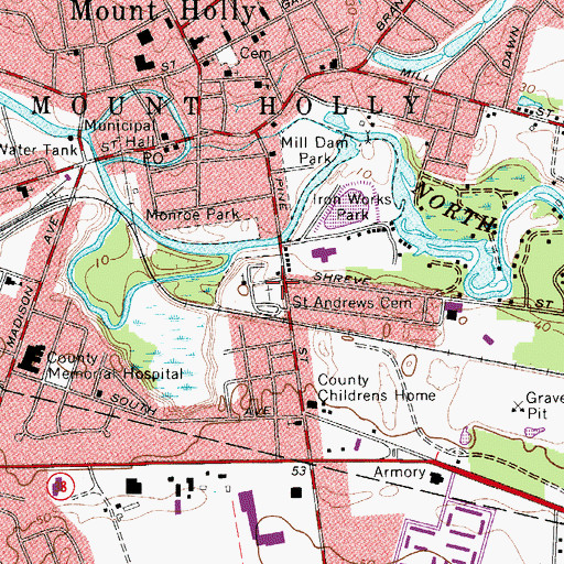 Topographic Map of Saint Andrews Cemetery, NJ