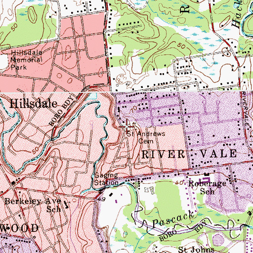 Topographic Map of Saint Andrews Cemetery, NJ