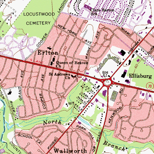 Topographic Map of Saint Andrews Church, NJ