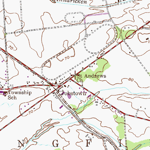 Topographic Map of Saint Andrews Church, NJ